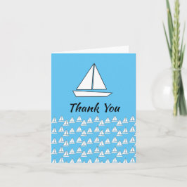 Carte De Remerciements Bateau à voile bleu et blanc