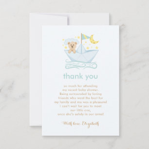 Carte De Remerciements Bateau en papier sucré ours Fête de bébé