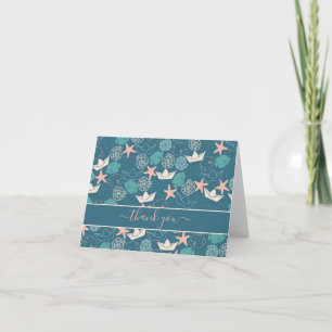 Carte De Remerciements Bateaux en papier, Starfish, Shell, Fish