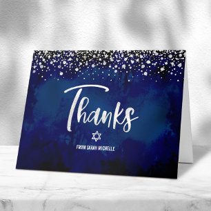 Carte De Remerciements Batik Navy Argent Pailleté Moderne Script