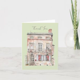 Carte De Remerciements Bâtiment historique Nouvelle-Orléans Aquarelle