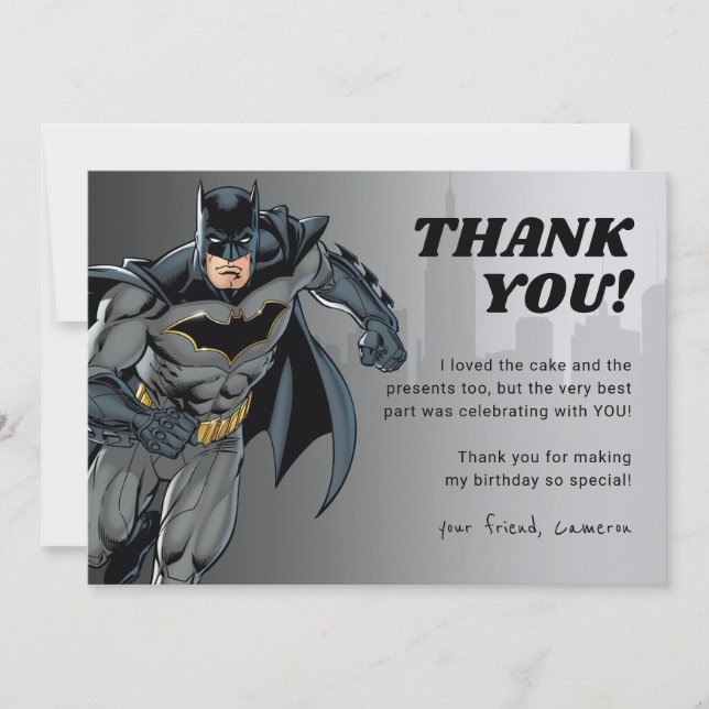 Carte De Remerciements Batman | Chalkboard Joyeux anniversaire (Devant)