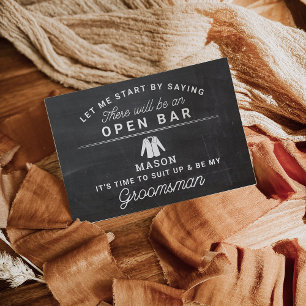 Carte De Remerciements Be My Groomsman Card - Rustic Chalkboard