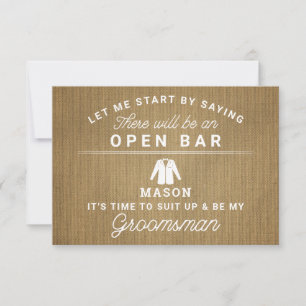 Carte De Remerciements Be My Groomsman Card - Rustique Burlap