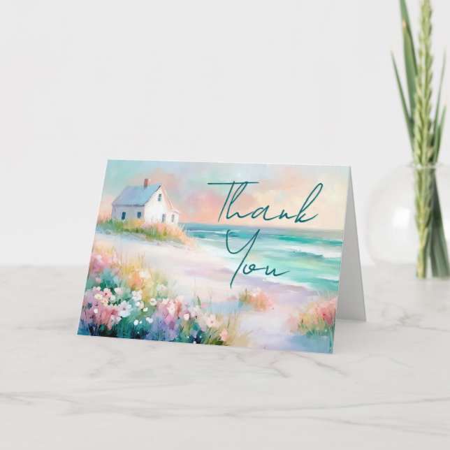 Carte De Remerciements Beach Cottage Pastel Aquarelle (Devant)
