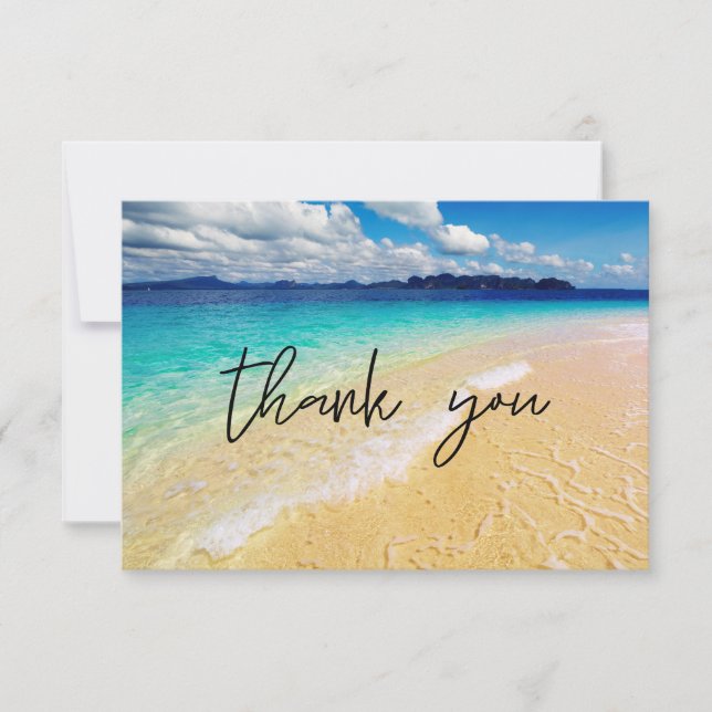 Carte De Remerciements Beach & Ocean Destination Mariage ou fête (Devant)
