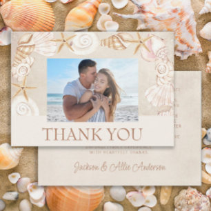 Carte De Remerciements Beach Seashells Sand Seaside Mariage Photo