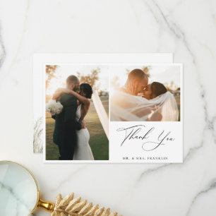 Carte De Remerciements Beachside Pampas Grass Modern Script Mariage Photo