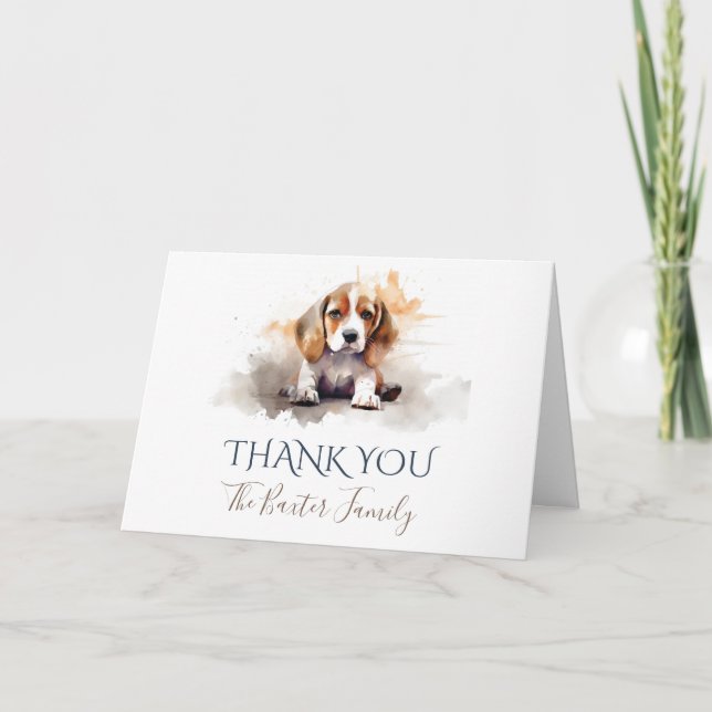 Carte de remerciements beagle aquarelle (Devant)