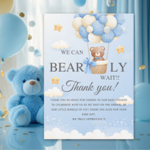 Bear Baby Shower Thank You Card | Boy Shower