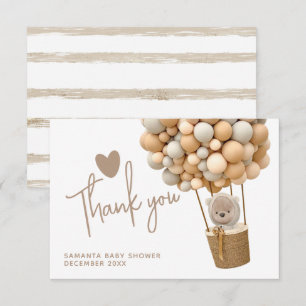 Carte De Remerciements Bear Balloons Moderne Baby shower neutre genre