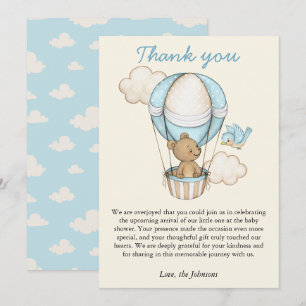 Carte De Remerciements Bear mignonne Hello Little One Baby shower