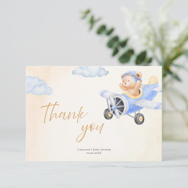 Carte De Remerciements Bearly Wait Baby Shower Thank You Card  (Debout devant)