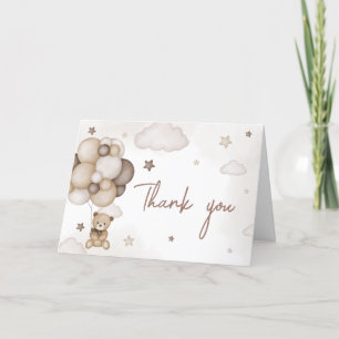 Carte De Remerciements Bearly Wait Brown Baby shower à ballon