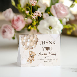 Carte De Remerciements Bearly Wait Brown Bear Balloon Baby shower
