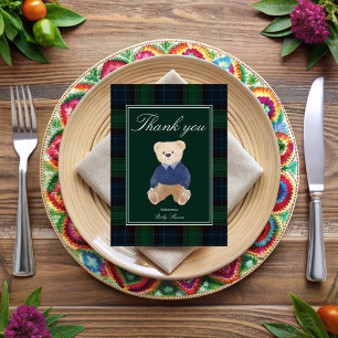 Carte De Remerciements Bearly wait classique plaid baby shower