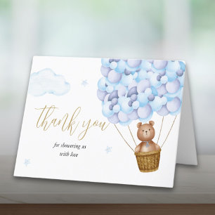 Carte De Remerciements Bearly Wait Teddy Bear Blue Boy Baby shower