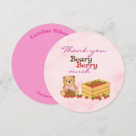 Carte De Remerciements Beary Berry Sweet Girl Strawberry Cub Anniversaire