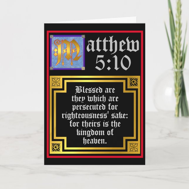Carte De Remerciements Beatitudes Matthieu 5 Blue Gold Illuminé (Devant)