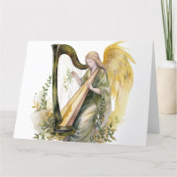 Beau Angel Jouer Harpe Aquarelle