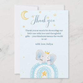 Carte De Remerciements Beau baby shower bleu éléphant