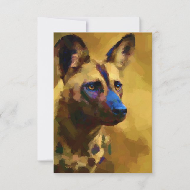 Carte De Remerciements Beau chien sauvage africain (Devant)