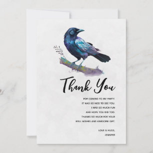 Carte De Remerciements Beau Corbeau sur une branche d'arbre