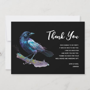 Carte De Remerciements Beau Corbeau sur une branche d'arbre
