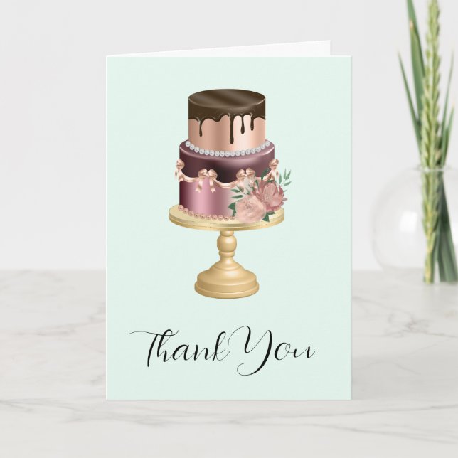 Carte De Remerciements Beau gâteau de fête de Glam brillant (Devant)