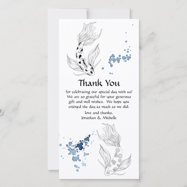 Carte De Remerciements Beau japonais Koi Mariage de natation (Devant)