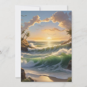 Carte De Remerciements Beau lever de soleil en mer