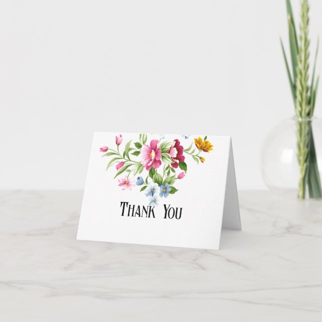 Carte De Remerciements Beau Mariage de fleurs de printemps (Devant)