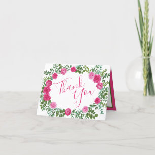 Carte De Remerciements Beau rose vif Mariage Roses floraux