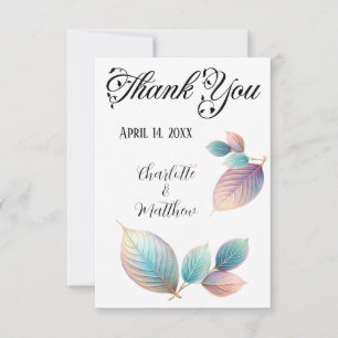 Carte De Remerciements Beauté Ethérée Soft Tone Whimsical Feuilles Pastel