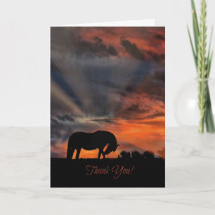 Carte De Remerciements Beautiful Horse and Sunrise Thank You Cards
