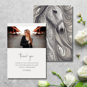 Carte De Remerciements Beautiful Horse Modern Script Photo Birthday Flat
