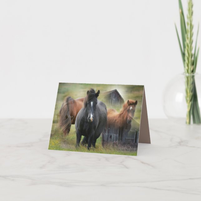 Carte De Remerciements Beaux chevaux et grange rustique (Devant)