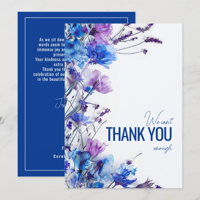 Carte De Remerciements 💍 Beaux Rêves de Cornflower (Devant / Derrière)
