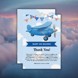 Carte De Remerciements Bébé à bord ! Baby shower d'avion