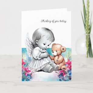 Carte De Remerciements Bébé ange et ours