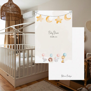Carte De Remerciements Bébé Animaux & Ballons Douche mignonne