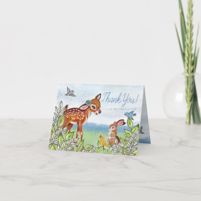 Carte De Remerciements Bébé blanc de cerf-de-boue de bois (Devant)