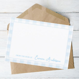 Carte De Remerciements Bébé bleu En vichy papier à lettres personnel