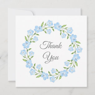 Carte De Remerciements Bébé bleu yeux aquarelle Floral Wreath