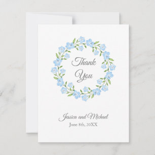 Carte De Remerciements Bébé bleu yeux aquarelle Floral Wreath