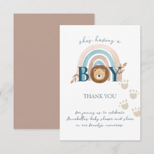 Carte De Remerciements Bébé Boho mignon Lion Lion Pawprints