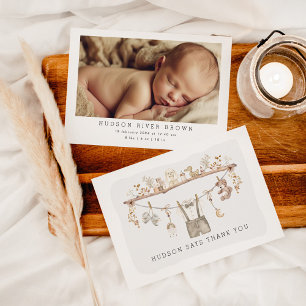 Carte De Remerciements Bébé Boho Muté Vêtements Garçon Petit Homme Photo
