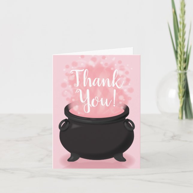 Carte De Remerciements Bébé brasse Sorcière douche gothique rose fille (Devant)