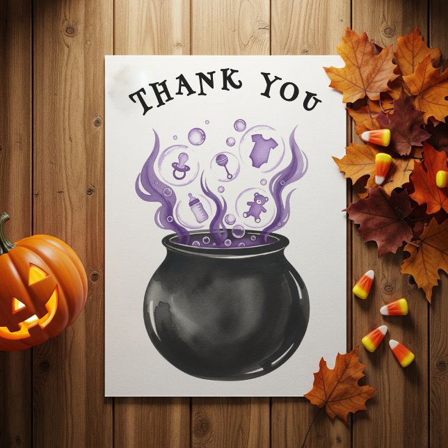 Carte De Remerciements Bébé Brew sorcière Cauldron Halloween Baby shower (Baby Brew Witch Cauldron Halloween Baby Shower Thank You Card
)
