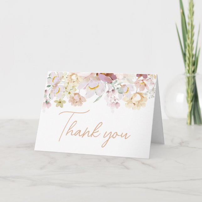 Carte De Remerciements Bébé dans le Baby shower Florals en fleurs (Devant)